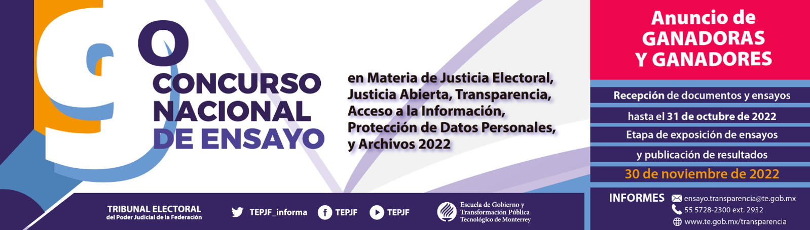 Noveno Concurso Nacional de Ensayo en Materia de Justicia Electoral, Justicia Abierta, Transparencia, Acceso a la Información, Protección de Datos Personales y Archivos 2022