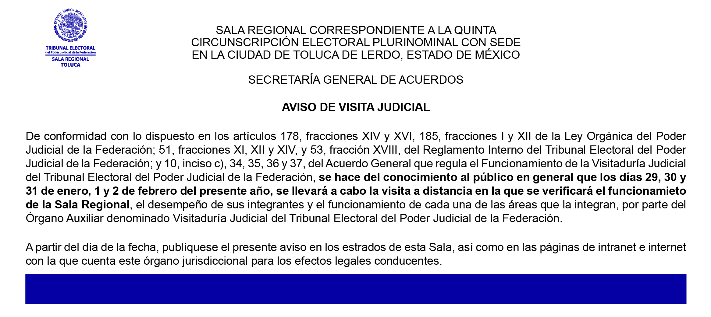 Aviso de Visita Judicial